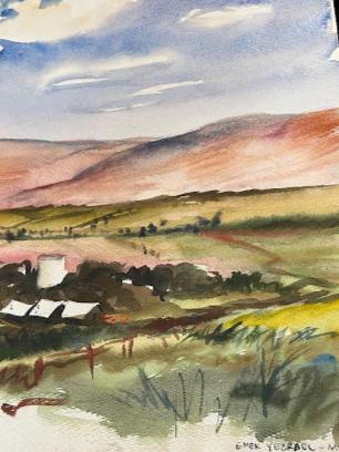 emanuel schary watercolor emek yezrael - morning (1939)