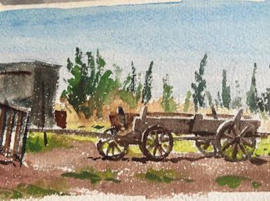 emanuel schary watercolor old cart (1939)