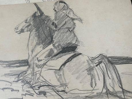 emanuel schary sketch soldier on horseback (1940)