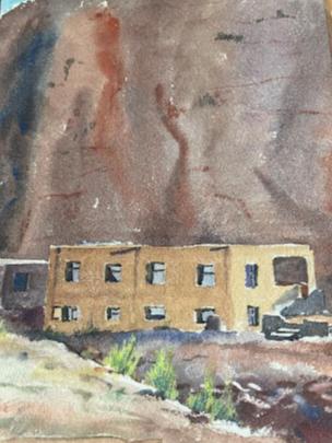 emanuel schary watercolor hill house by the ravine (1940)