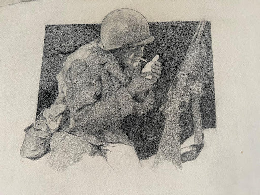 emanuel schary sketch soldier with cigarette (1945)