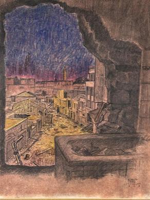 emanuel schary pastel old jerusalem at night (1949)