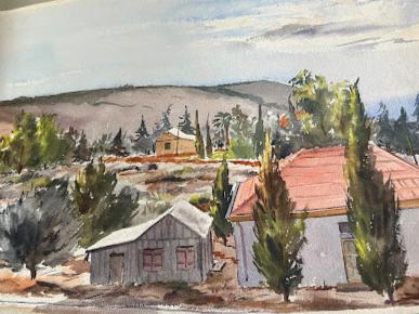 emanuel schary watercolor houses in the valley (1950)