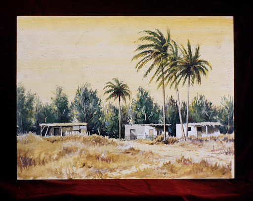 emanuel schary watercolor huts in the valley (1950s)