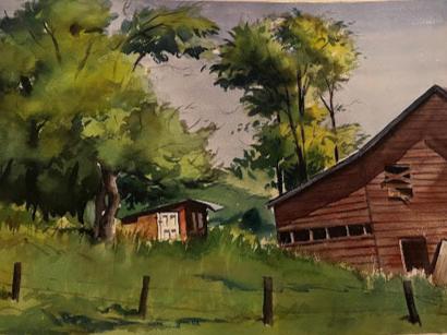 emanuel schary watercolor barns (1951)