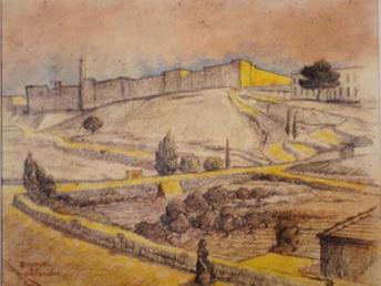 emanuel schary watercolor the road to the walled city (1960)