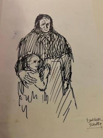 emanuel schary sketch woman and child (1960's)