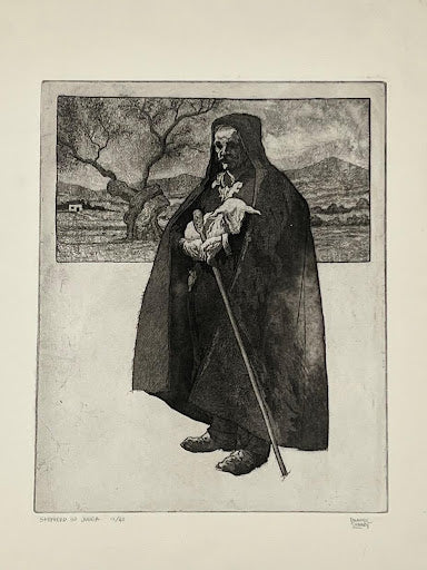 emanuel schary etching shepherd of judea (1964)