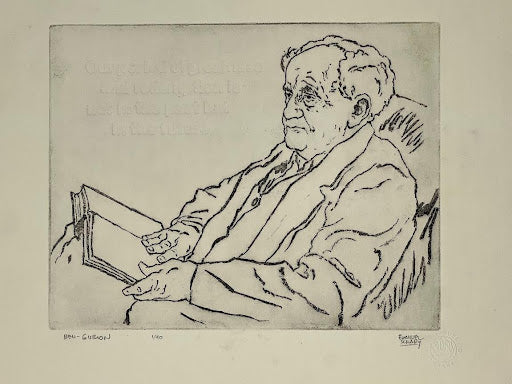 emanuel schary etching ben gurion (1965)