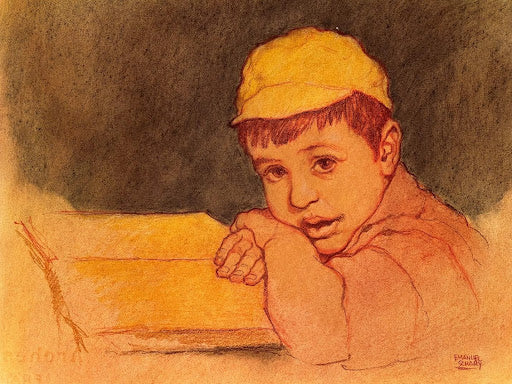 emanuel schary pastel boy reading (1966)