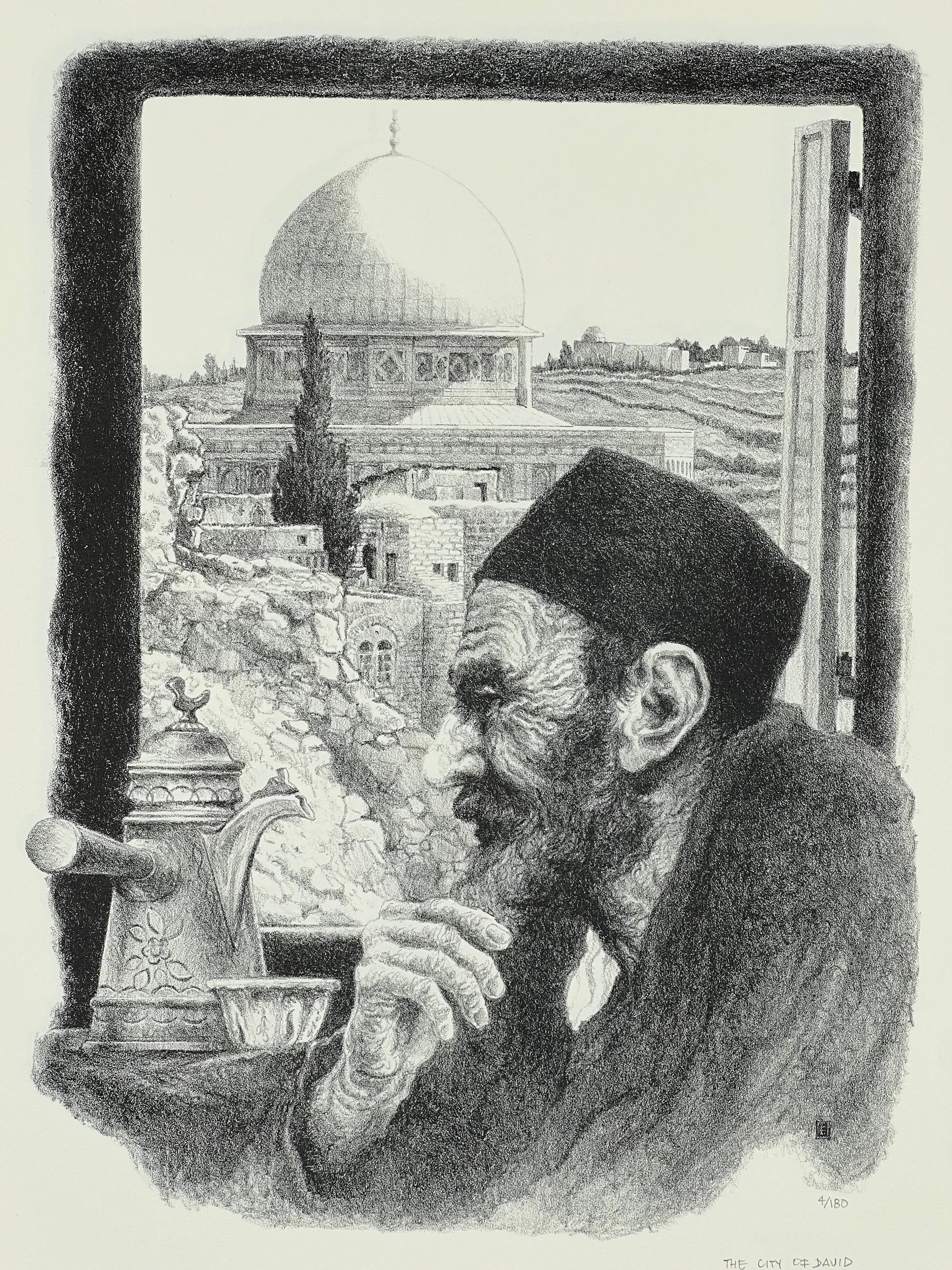 emanuel schary lithograph city of david (1967)