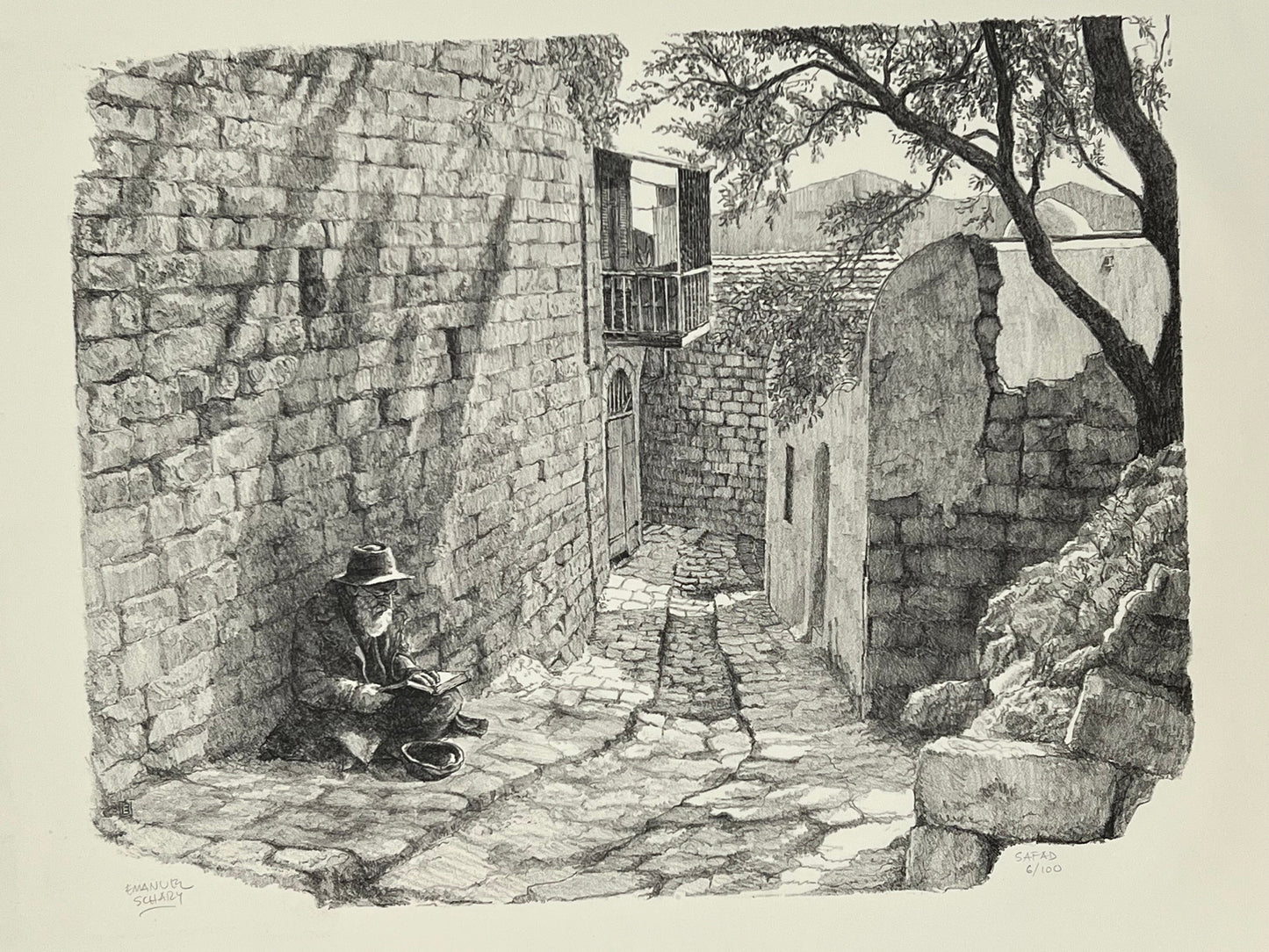 emanuel schary lithograph safad (1967)