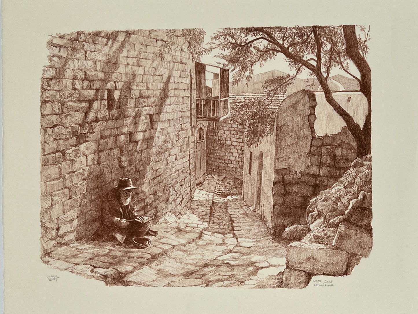 emanuel schary lithograph safad (1967)