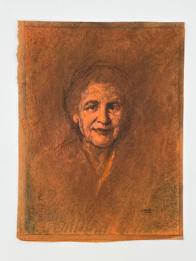 emanuel schary pastel woman in rust (1968)