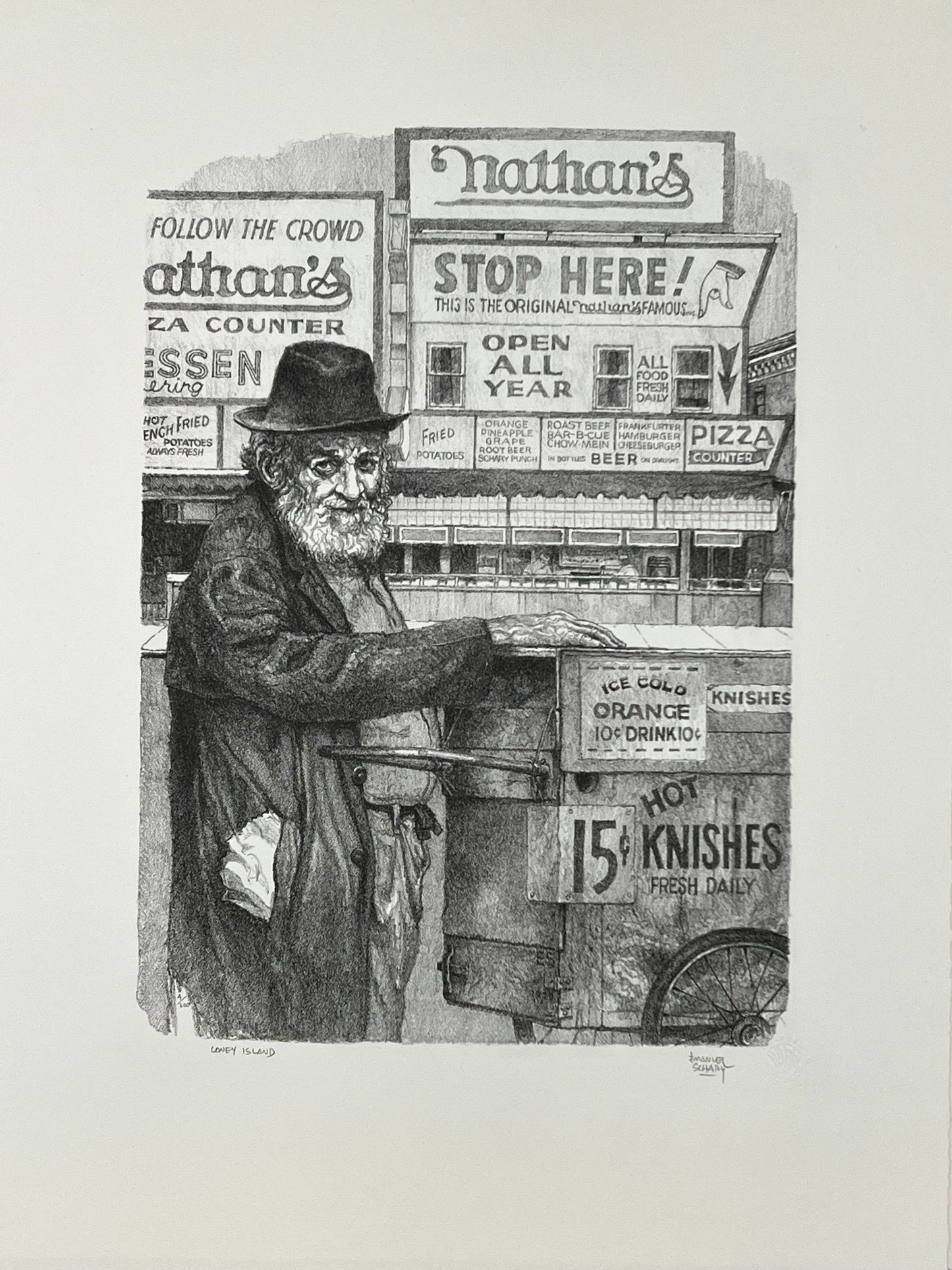 emanuel schary lithograph coney island (1970)