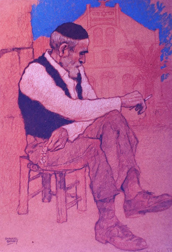 emanuel schary pastel man smoking (1970)