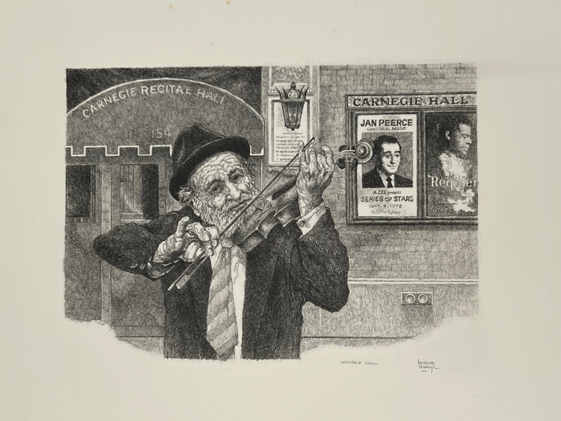 emanuel schary lithograph carnegie hall (1972)