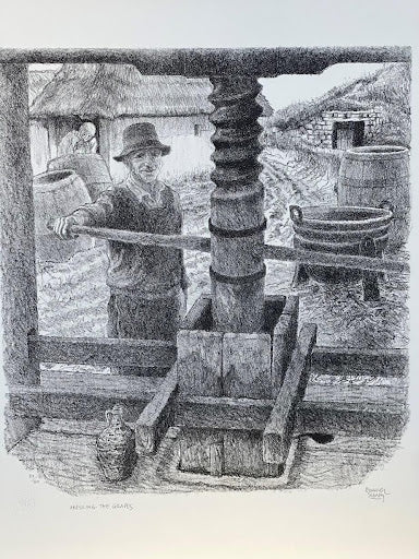 emanuel schary lithograph pressing the grapes (1972)