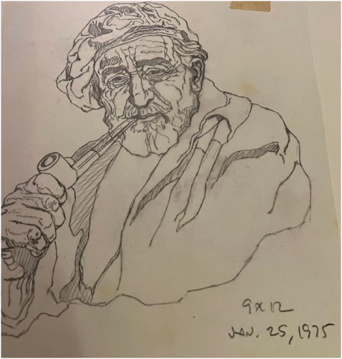 emanuel schary sketch man with pipe (1975)