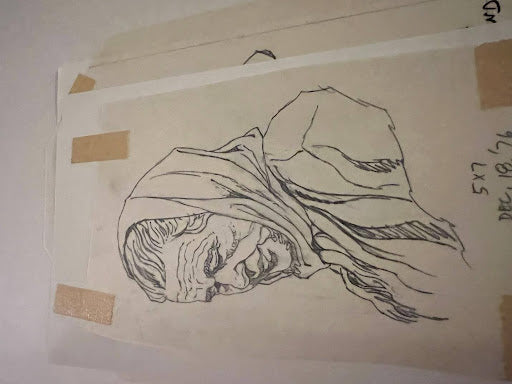 emanuel schary sketch with closed eyes (1976)