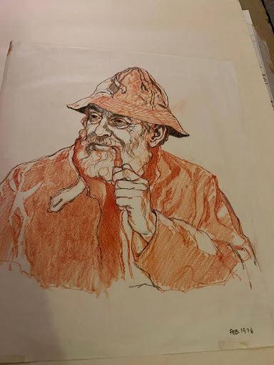 emanuel schary sketch seaman with hat (1976)