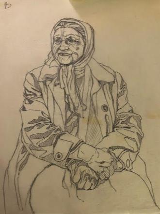 emanuel schary sketch woman sitting (1976)