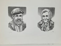 emanuel schary lithograph old couple (1980)