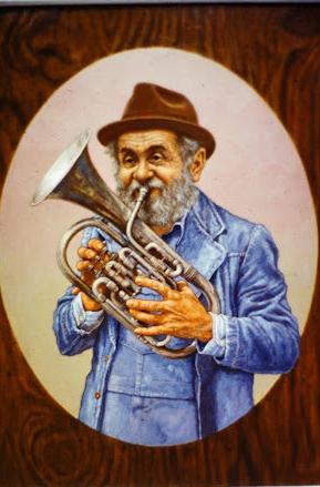 emanuel schary painting man with flugelhorn (1980's)