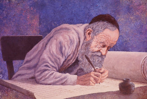 emanuel schary painting writing the torah (1980's)