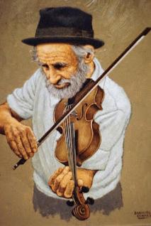 emanuel schary painting man with violin (1980's)