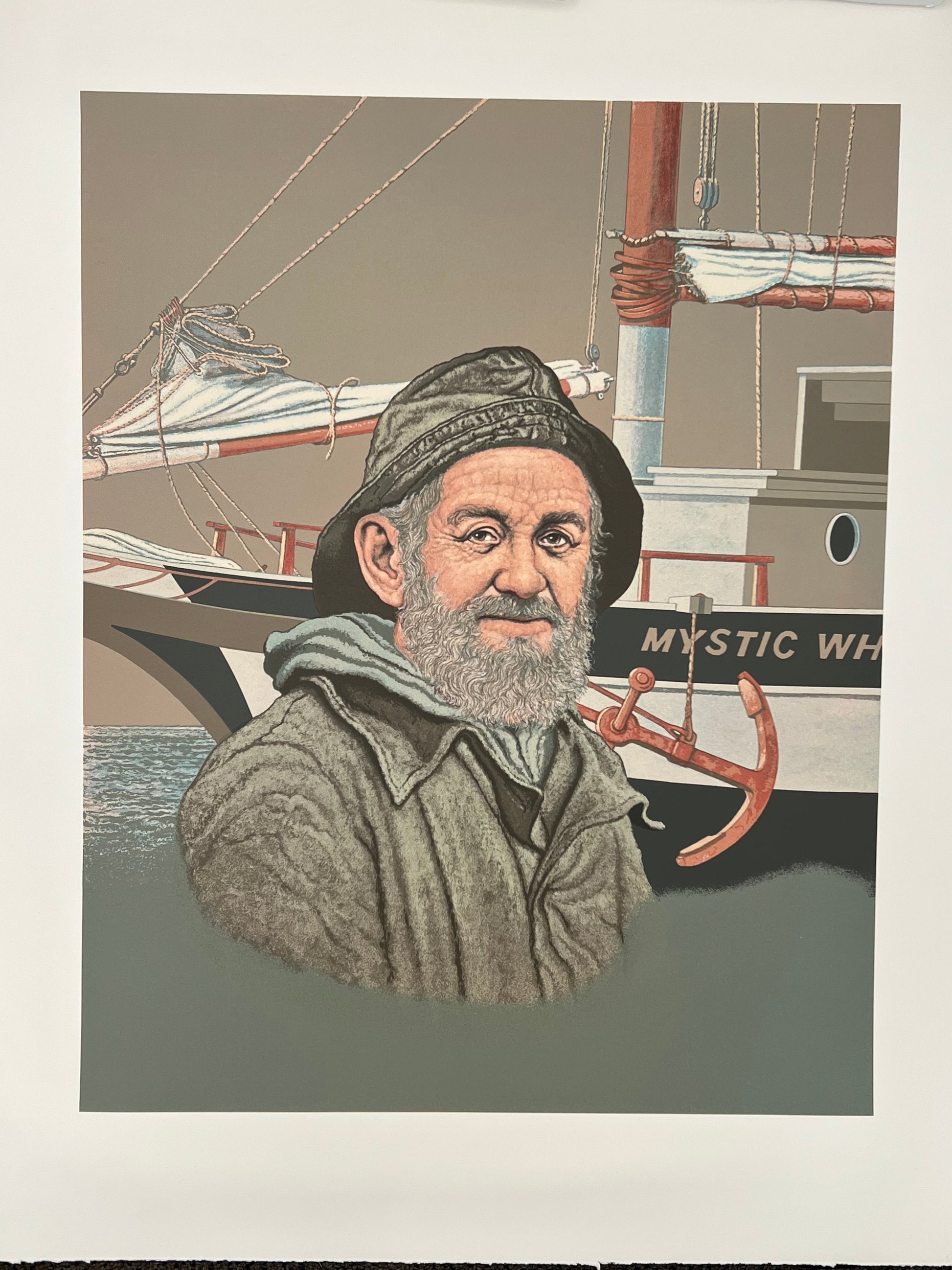 emanuel schary serigraph mystic whaler (1980)