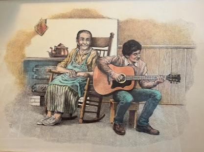 emanuel schary serigraph boy with guitar (1982)