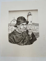 emanuel schary lithograph seaman by the lighthouse (1986)