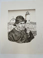 emanuel schary lithograph seaman by the lighthouse (1986)